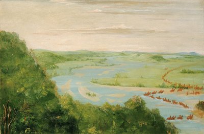 Widok na rzekę Canadian, przeprawa dragonów autorstwa George Catlin