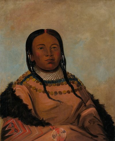 Wi-lóoh-tah-eeh-tcháh-ta-máh-nee, Red Thing That Touches in Marching, Daughter of Black Rock autorstwa George Catlin