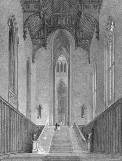 Wielka Sala Zachodnia prowadząca do Grand Saloon lub Octagon, opactwa Fonthill, grawerowana przez CJ Varralla, 1823 autorstwa George Cattermole