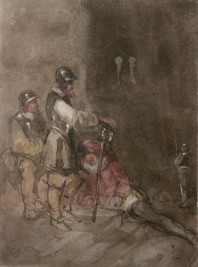 Niezidentyfikowany temat historyczny, z żołnierzami autorstwa George Cattermole