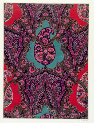 Projekt tkaniny na szale Paisley, ok. 1871 r. autorstwa George Charles Haite