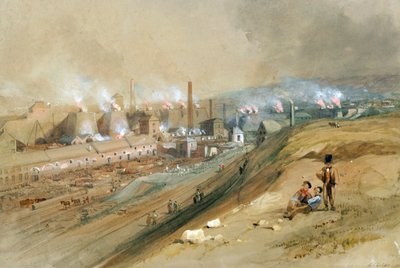Huta Dowlais (akwarela na papierze) autorstwa George Childs