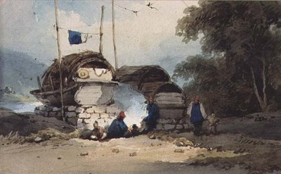 Obóz nad rzeką, Chiny autorstwa George Chinnery