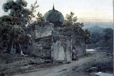 Grób lub część świątyni autorstwa George Chinnery