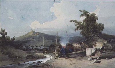 Mieszkania na łodzi, Makao, Chiny autorstwa George Chinnery