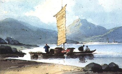 Łódź z żółtym żaglem, Chiny autorstwa George Chinnery