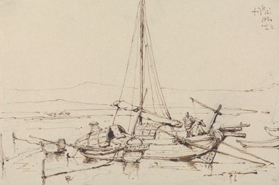 Chińskie łodzie, 1834 autorstwa George Chinnery