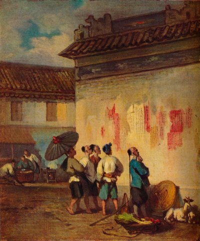 Kulisy czytający proklamację, Makao, ok. 1840 r. autorstwa George Chinnery