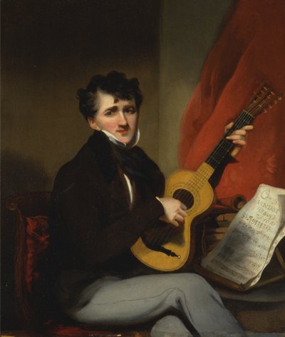 Portret mężczyzny grającego na gitarze autorstwa George Chinnery