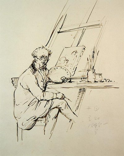 Autoportret (pióro i tusz na papierze) autorstwa George Chinnery