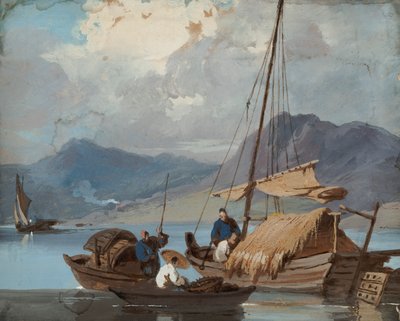 Łódź Tanka u wybrzeży Makau autorstwa George Chinnery