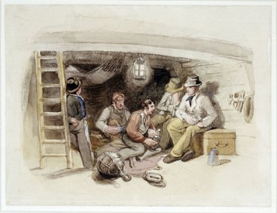 "Front wire", Jack (Tom Saunders), podczas swojej pierwszej podróży jako praktykant (colout litho) autorstwa George Clarkson Stanfield