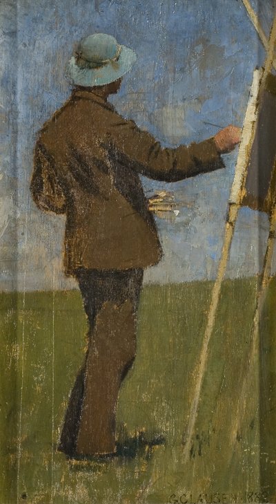 Artysta malujący poza drzwiami autorstwa George Clausen