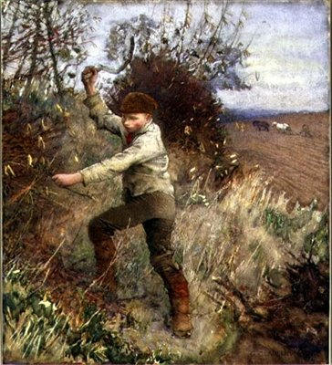 Chłopiec przycinający żywopłot, 1890 autorstwa George Clausen