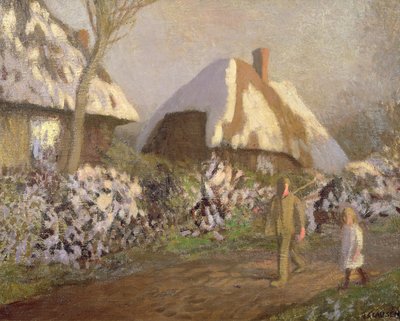 Domki na Mroźne Popołudnie autorstwa George Clausen