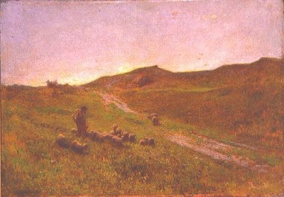 Wieczór na wrzosowisku (olej na płótnie) autorstwa George Clausen