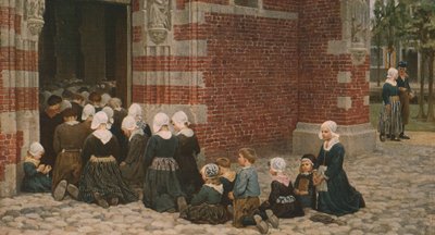 Msza w wiosce rybackiej na Zuyder Zee, Holandia, 1876, c1930. autorstwa George Clausen