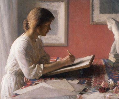 Student, ok. 1908 (olej na płótnie) autorstwa George Clausen