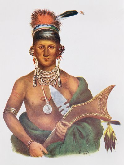 Appanoose, Sauk Chief, 1837, ilustracja z „The Indian Tribes of North America, Vol. 2”, Thomasa L. McKenneya i Jamesa Halla, wyd. przez Johna Granta autorstwa George Cooke