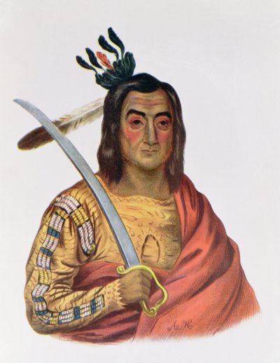 Mou-Ka-Ush-Ka lub "Drżąca Ziemia", wódz Yankton Sioux, ilustracja z "The Indian Tribes of North America", Thomas L. McKenney i James Hall, wyd. John Grant autorstwa George Cooke