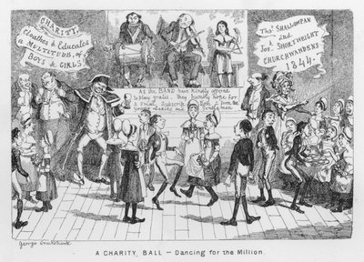 Bal Charytatywny, Taniec dla Miliona (grafika) autorstwa George Cruikshank