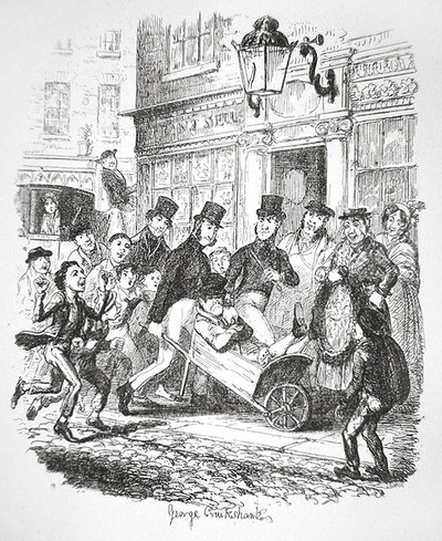 Kieszonkowiec w areszcie, c.1835 (grawerowanie) autorstwa George Cruikshank