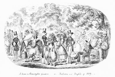 Scena w Kensington Gardens, czyli moda i strach z 1829 roku (rycina) autorstwa George Cruikshank