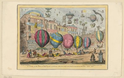 Scena z farsy „Lofty Projects”, wystawionej z wielkim sukcesem dla korzyści i rozrywki Johna Bulla autorstwa George Cruikshank