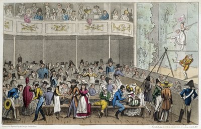 Pokaz akrobatyczny w Café de la Paix - w „Życiu w Paryżu” Davida Careya, Londyn autorstwa George Cruikshank