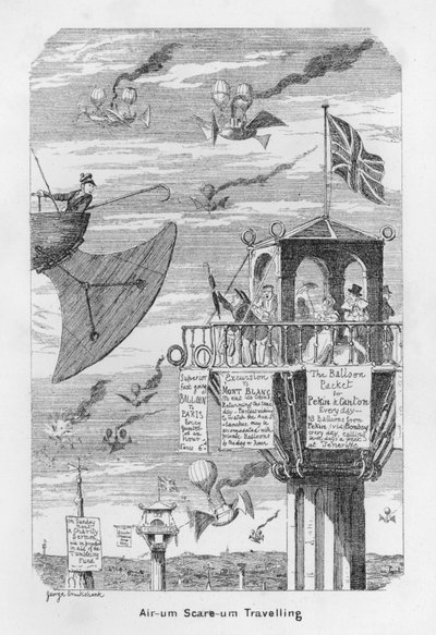 Air-um, Scare-um Podróżowanie – czyli antycypacja przyszłości latania w 1843 roku autorstwa George Cruikshank