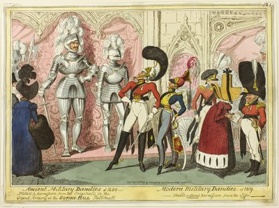 Starożytni i współcześni wojskowi dandysi z 1450 r. autorstwa George Cruikshank