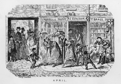 kwiecień (grawerowanie) autorstwa George Cruikshank