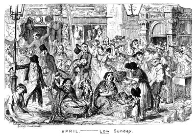 Kwiecień - Niedziela Niska, XIX w. autorstwa George Cruikshank