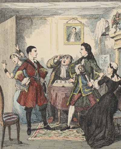 Audacity of Jack Sheppard, ilustracja z książki Jack Sheppard: A Romance autorstwa Williama Harrisona Ainswortha, opublikowana w 1839 r. (akwaforta ręcznie kolorowana) autorstwa George Cruikshank
