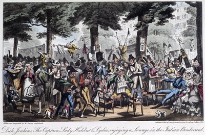 Boulevard des Italiens - w „Życiu w Paryżu” Davida Careya, Londyn autorstwa George Cruikshank