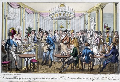 Kolumny Café des Milles - w „Życiu w Paryżu” Davida Careya, Londyn autorstwa George Cruikshank