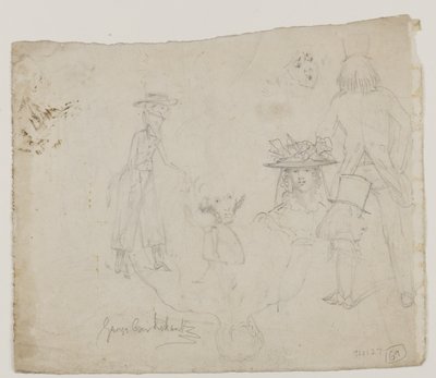 Studia postaci (ołówek, długopis i tusz na papierze) autorstwa George Cruikshank