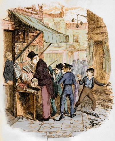 „Przygody Olivera Twista” Charlesa Dickensa autorstwa George Cruikshank