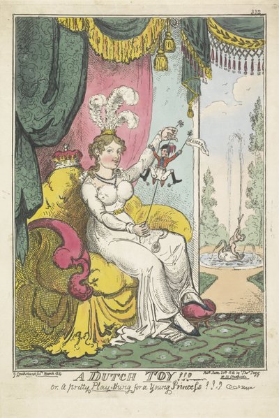 Książę Orange jako zabawka dla księżniczki Charlotte, 1814 Holenderska zabawka !!! - albo ładna Zabawka dla Młodej Księżniczki !!! (tytuł na obiekcie) autorstwa George Cruikshank