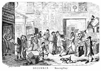 Grudzień - Drugie Święto Bożego Narodzenia, XIX wiek. autorstwa George Cruikshank