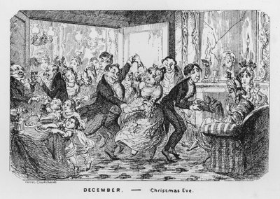 grudzień, Wigilia (rytowanie) autorstwa George Cruikshank