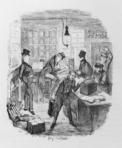 Wczesne autokary, c.1836 (grawerowanie) autorstwa George Cruikshank