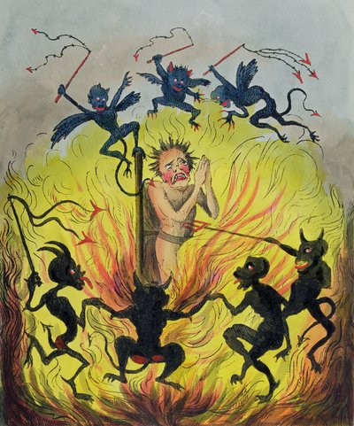 Każdy pies ma swój dzień, czyli czarne diabły zabawiają się z białym murzyńskim kierowcą autorstwa George Cruikshank