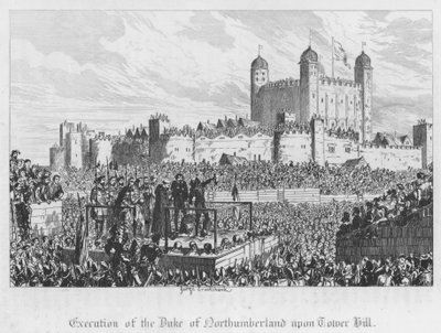 Egzekucja księcia Northumberland na Tower Hill (grawerowanie) autorstwa George Cruikshank