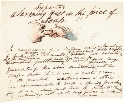 „Oczekiwany – alarmujący wzrost cen mydła!” autorstwa George Cruikshank