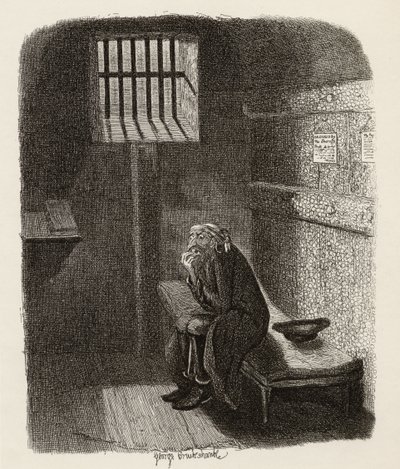 Fagin w celi skazańców, z „Przygód Olivera Twista” Charlesa Dickensa (1812-70) 1838, wyd. Chapman und Hall, 1901 (rycina) autorstwa George Cruikshank