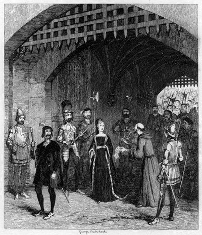 Feckenham oferuje lady Jane Grey ułaskawienie w drodze na proces, 1553 1840 autorstwa George Cruikshank