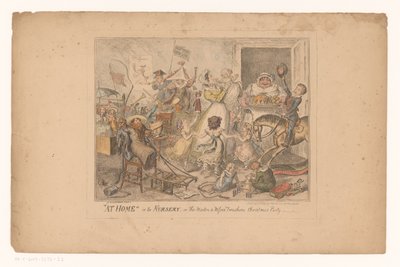Feest in de kinderkamer W domu w żłobku, czyli przyjęcie wigilijne dla mistrzów i panien (tytuł na przedmiocie) autorstwa George Cruikshank
