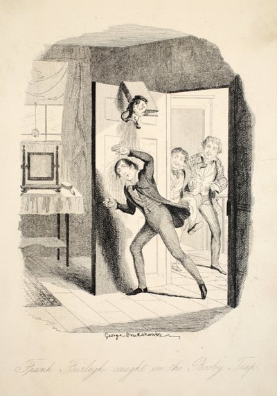 Frank Fairlegh w pułapce z filmu Frank Fairlegh lub Sceny z życia prywatnego ucznia, wyd. ok. 1870 r autorstwa George Cruikshank
