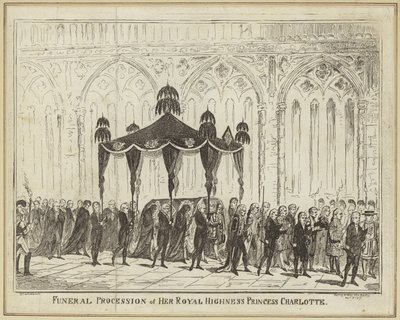 Kondukt pogrzebowy Jej Królewskiej Wysokości Księżniczki Charlotte autorstwa George Cruikshank